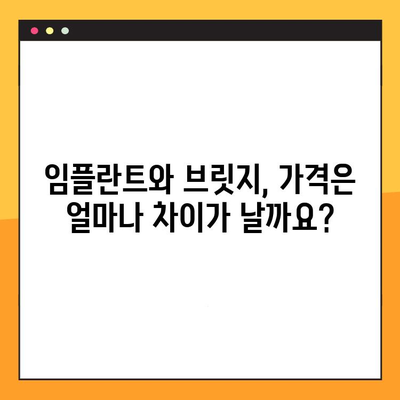 임플란트 vs 브릿지| 수술 과정 & 장단점 비교 분석 | 치아 상실, 치과 치료, 임플란트 가격, 브릿지 가격