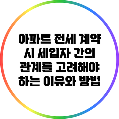 아파트 전세 계약 시 세입자 간의 관계를 고려해야 하는 이유와 방법