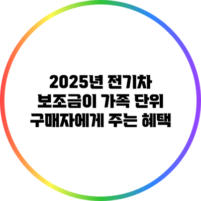 2025년 전기차 보조금이 가족 단위 구매자에게 주는 혜택