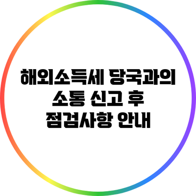 해외소득세 당국과의 소통: 신고 후 점검사항 안내